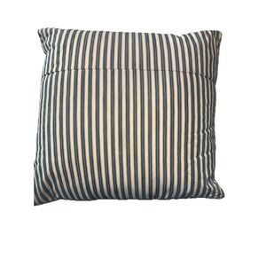 Vintage Pillow Feather Down 17X16 In Blue White Stripe Ticking Farmhouse Repair